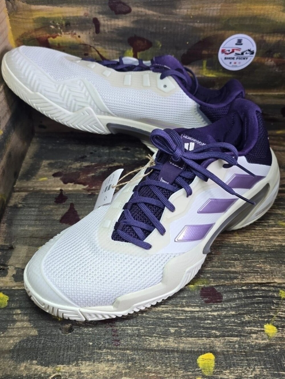 Women Size 9 Adidas Tennis Shoes Barricade 13 Core White Powder Plum JR7814 New